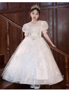 女大童超仙甜美公主裙小女孩大码钢琴主持运动会开幕式礼服蓬蓬裙