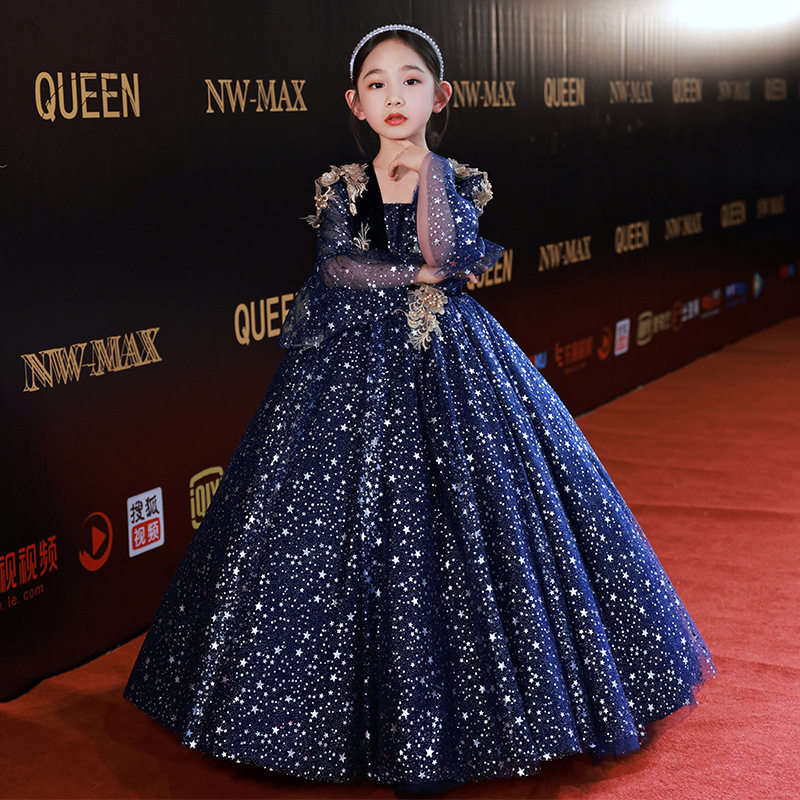 超仙大码气质高端公主裙小女孩花童生日钢琴指挥领唱礼服舞台长裙