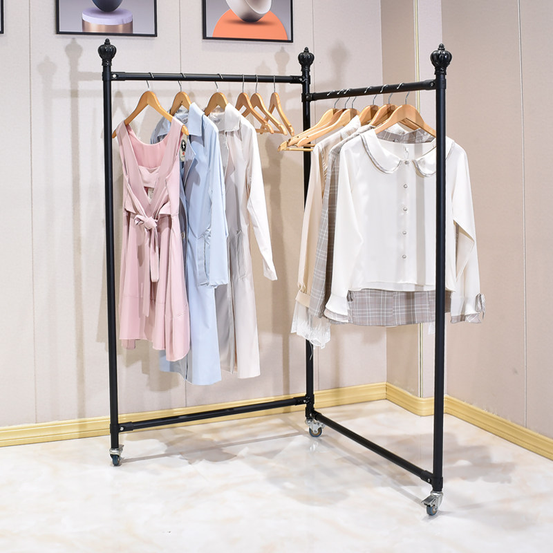 服装店衣服展示架落地式男女装店服装货架中岛架不锈钢折叠挂衣架