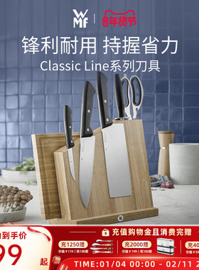 德国WMF福腾宝不锈钢家用中式菜刀多用刀蔬果刀砧板磁性刀架套装