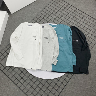 小武出品日系冲浪重磅220克春秋长袖T恤男女同款休闲宽松口袋刺绣