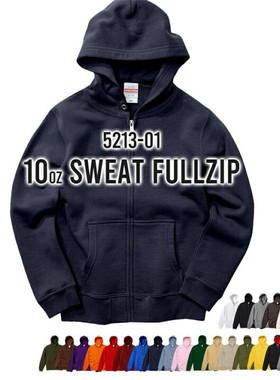 UA+10盎司5213日系纯棉毛圈布春秋季连帽卫衣男女纯色拉链开衫潮