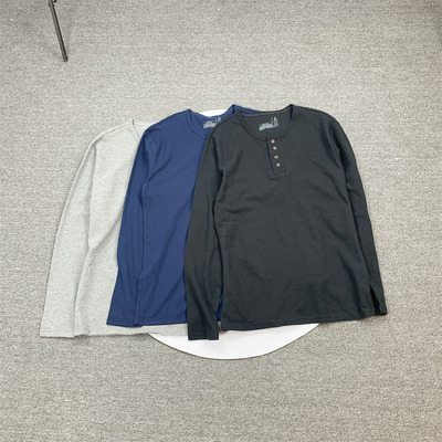 D家华夫格春秋季圆领长袖T恤男