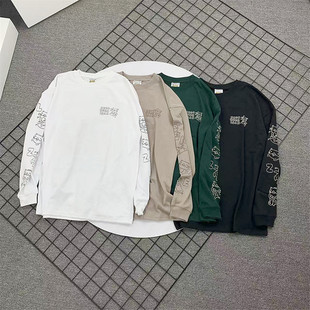 小武出品日系猫春秋季圆领长袖T恤男女休闲宽松落肩袖卡通印花潮