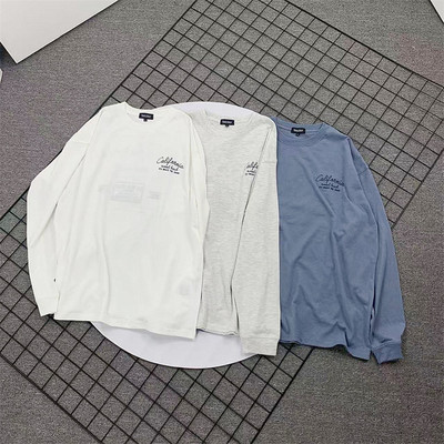 日系刺绣印花春秋季圆领长袖T恤