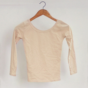 t恤 打底衫 低领肉色纯棉内衣 儿童肤色薄款 紧修身 女童大领口长袖