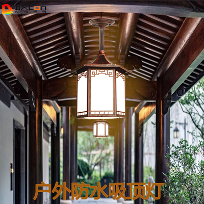 户外防水防虫室外凉亭吸顶灯过道走廊别墅屋檐中式仿古亭子吊灯
