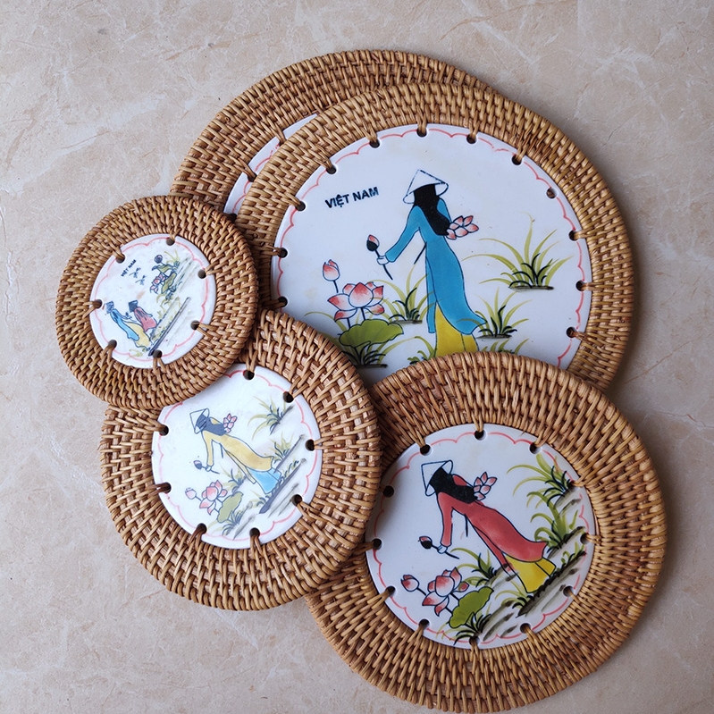 越南藤编手工杯垫陶瓷茶杯托 壶垫壶承隔热餐垫 功夫茶具茶道配件,餐饮具,杯垫,淘宝优惠券,粉丝福利购,淘宝优惠卷