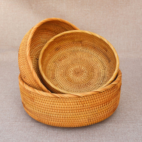 越南藤编水果篮家居茶点盒收纳筐