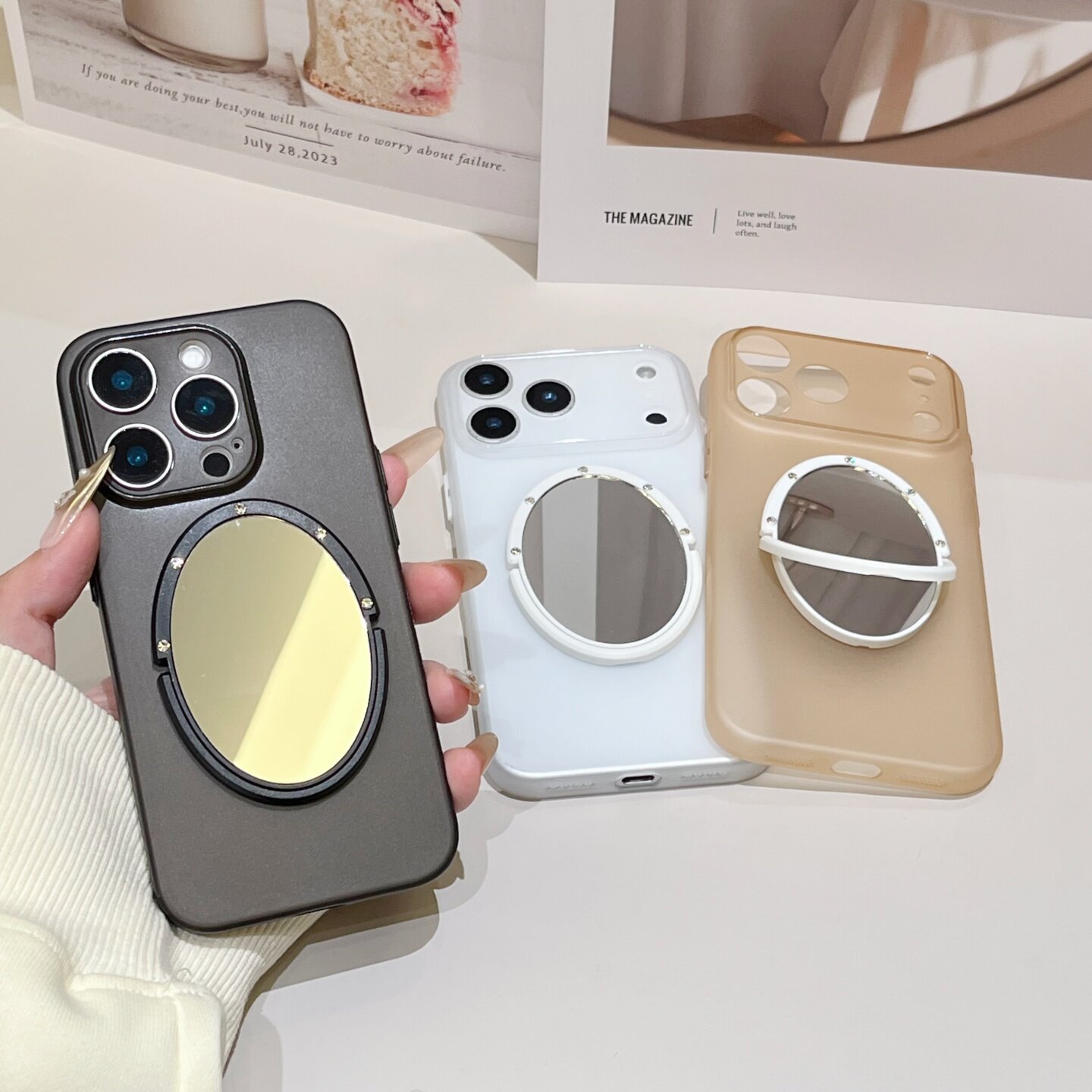 超薄磨砂透明iphone16/17promax镜子手机壳透黑色肤感硅胶全包13/14适用苹果15promax软保护壳防摔新沙漠金女