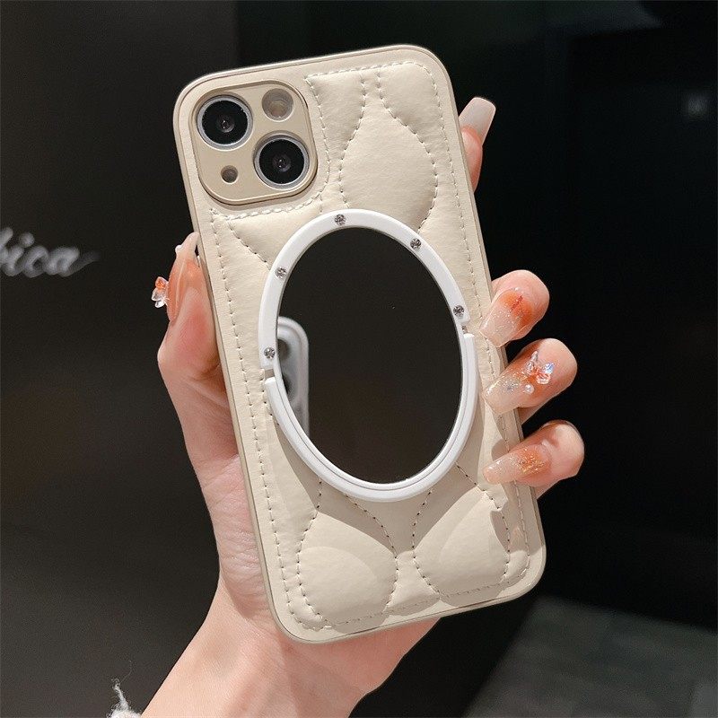 iphone17毛绒皮质秋冬镜子手机壳