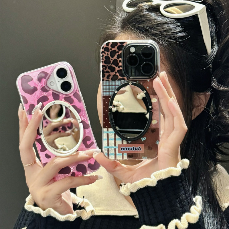 复古拼接豹纹苹果16手机壳