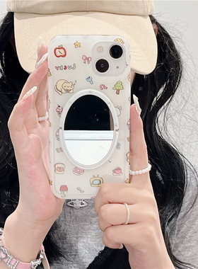 iphone15硬壳小猫咪镜子手机壳