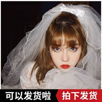 Bridal headdress short multi-layer pengpeng net red photo taken by Sen Department white Lolita headdress super Fairy