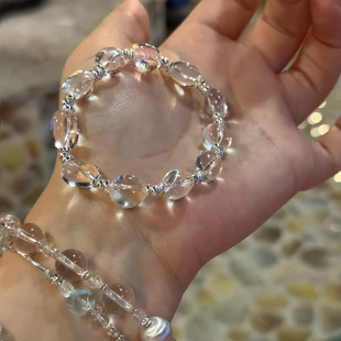 带证书天然随形白水晶碎银款 轻奢小众设计感礼物送闺蜜 女款