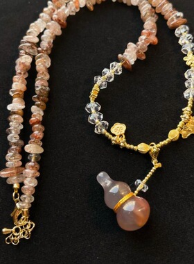 平安吉物天然水晶玛瑙项链女款2026新款爆款轻奢小众设计感锁骨链