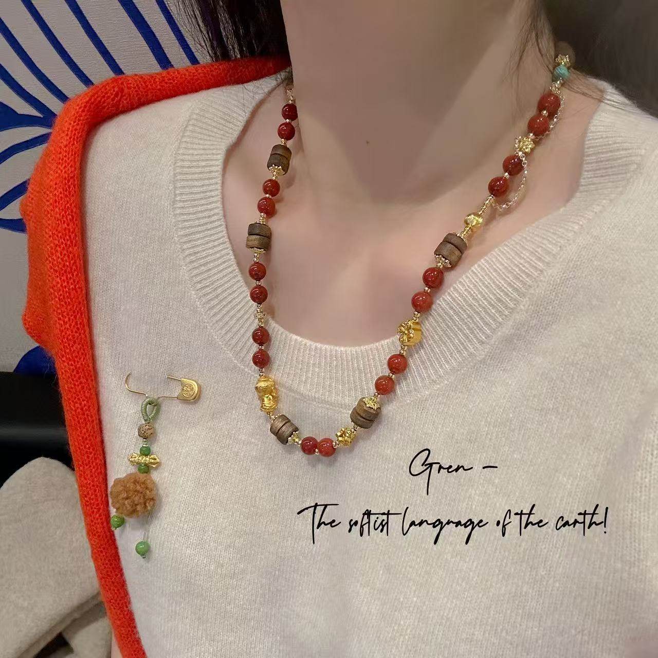 复古南红玛瑙沉香混搭红色项链毛衣链显白时尚百搭休闲气质显白女,珠宝/钻石/翡翠,颈饰,淘宝优惠券,粉丝福利购,淘宝优惠卷