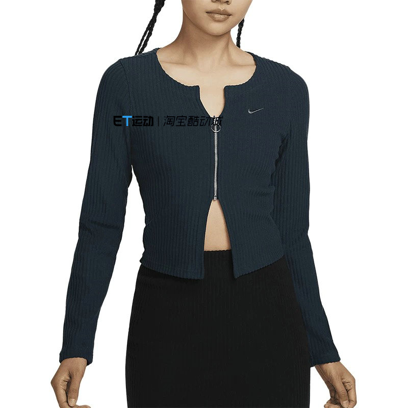 女鱼骨V领修身露脐夹克收腰外套