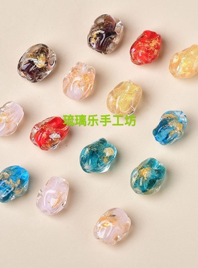 新品异形金银箔琉璃桶珠 Diy手链项链耳坠手工原创材料配饰欧美风
