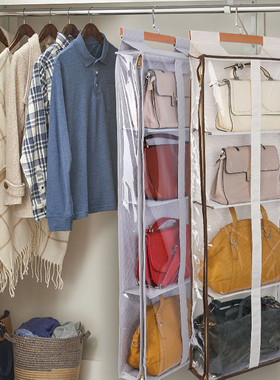 全封闭式门后包包收纳挂袋衣柜侧面包包收纳神器多层挂墙防尘布艺