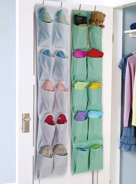 客厅门后牛津布艺鞋子收纳挂袋墙挂式多功能免钉鞋架内衣袜整理袋