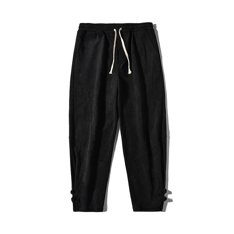 2025冬季新款风加绒加厚解构盘扣小脚宽松休闲裤黑K106-P60,男装卫衣,电商B277(原6028)