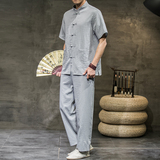 2025夏季新款男装套装风复古冰丝防皱短袖两件套黑墙A13-P75，男装T恤，电商B277(原6028)