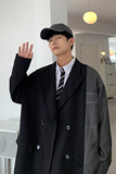 2026秋季新款西服拼接不对称宽松韩版休闲西服外套黑GX10-P135，男装西服，电商B277(原6028)