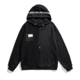 2026秋季新款男裝衛(wèi)衣原創(chuàng)中性港風(fēng)連帽拼接上衣外套黑色GW04-P70，女裝短外套，電商B277(原6028)