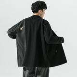 2026秋季新款日系西服拼接不对称宽松休闲西服外套黑GX10-P135，男装西服，电商B277(原6028)