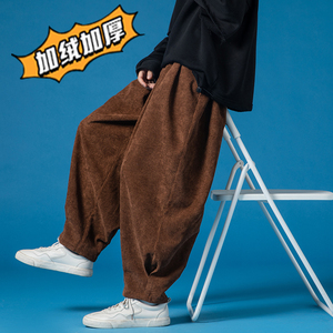 2025冬季新款风灯芯绒加绒加厚宽松灯笼裤休闲裤棕 K102-P65图片