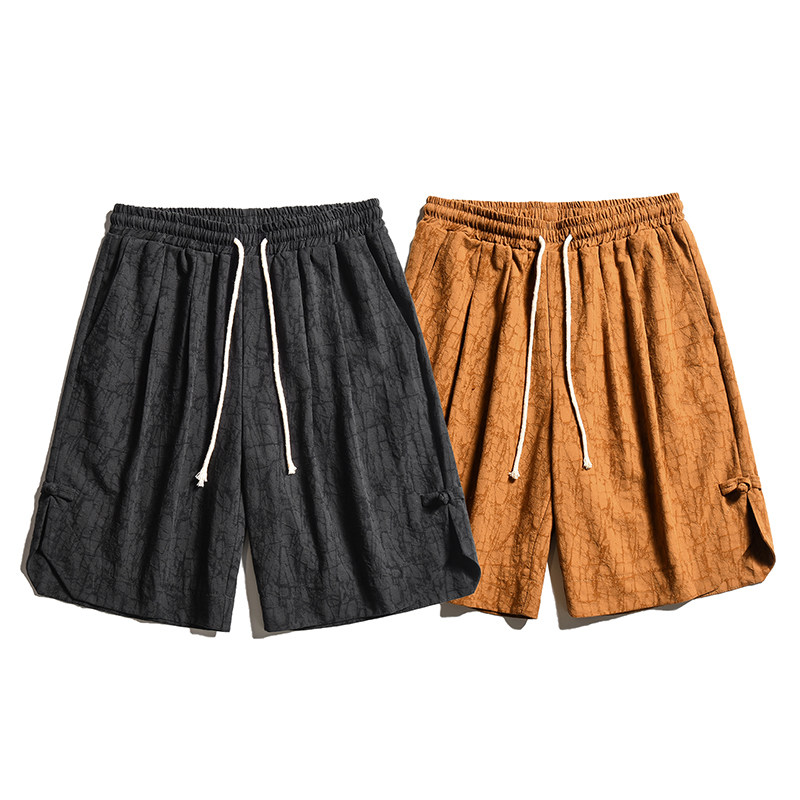 2025夏季新款风男装树皮皱肌理面料盘扣设计短裤DK90-P50，男装牛仔裤，电商B277(原6028)