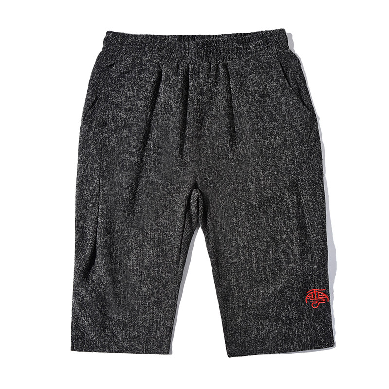 2021夏季新款男装中国风宽松七分裤休闲裤刺绣小脚裤黑色K50-P45,男装休闲裤,电商B277(原6028)