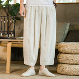 2021春季新款男装中国风宽松休闲裤棉麻透气直筒阔腿裤米K93-P55，男装休闲裤，电商B277(原6028)