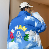2026冬季新款云朵印花时尚港风宽松休闲保暖棉衣蓝GM19-P125，男装棉衣，电商B277(原6028)