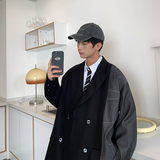 2026秋季新款西服拼接不对称宽松韩版休闲西服外套黑GX10-P135，男装西服，电商B277(原6028)