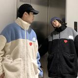 2026冬季新款港风情侣原创卡羊羔毛拼接潮夹克外套GJ21-P95，男装夹克，电商B277(原6028)