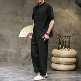 2025夏季新款男装套装风复古冰丝防皱短袖两件套黑墙A13-P75，男装T恤，电商B277(原6028)