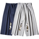 2025春夏新款风风长裤仙鹤拼接飘带休闲裤卫裤灰色K115-P55，男装休闲裤，电商B277(原6028)