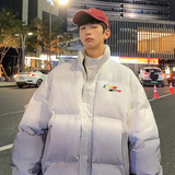 2026冬季新款港风原创渐变印花立领休闲羽绒服外套白GM15-P175，男装羽绒服，电商B277(原6028)