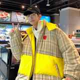 2026冬季新款港风灯芯绒拼接棉衣夹克时尚男女外套黄GM10-P125，男装夹克，电商B277(原6028)
