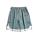 2025夏季新款风拼接仙鹤印花面料休闲短裤DK95-P50，男装牛仔裤，电商B277(原6028)