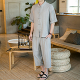 2025春季新款男装风天丝刺绣冰丝两件套短袖短裤深灰A20-P95，男装牛仔裤，电商B277(原6028)