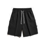 2025夏季新款风原创盘扣设计松紧腰休闲短裤DK93-P45，男装牛仔裤，电商B277(原6028)