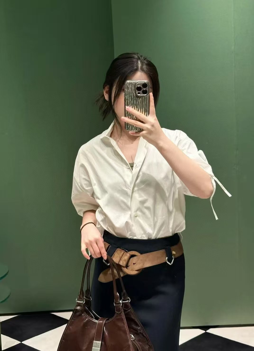 法式白色短袖衬衫女春秋季