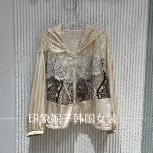 现货欧洲站2026夏季新款连帽短外套女宽松印花拼接百搭13901