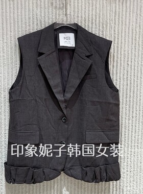 欧洲站26秋季新款西装领无袖黑色单排扣百搭马甲时尚外套5653