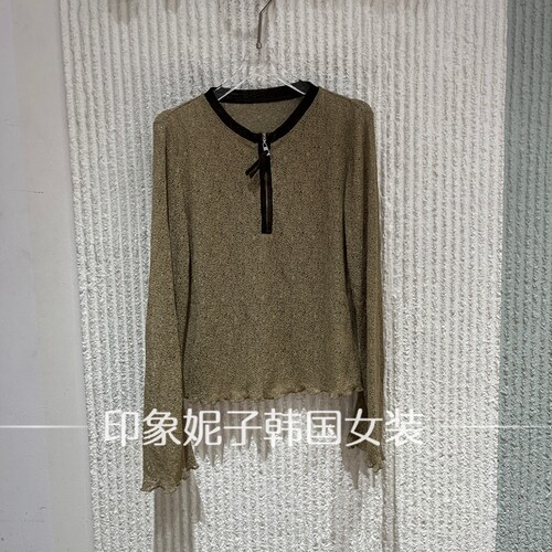欧洲站2026秋季新款圆领半拉链针织衫女百搭套针织衫上衣16233