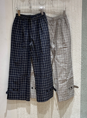欧洲站2026夏新款松紧腰格子休闲裤女宽松百搭洋气舒适裤2397