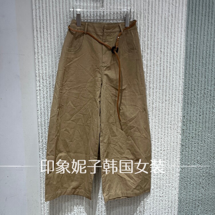 现货欧洲站2026夏季新款休闲少女宽松自然腰拉链腰带款3354